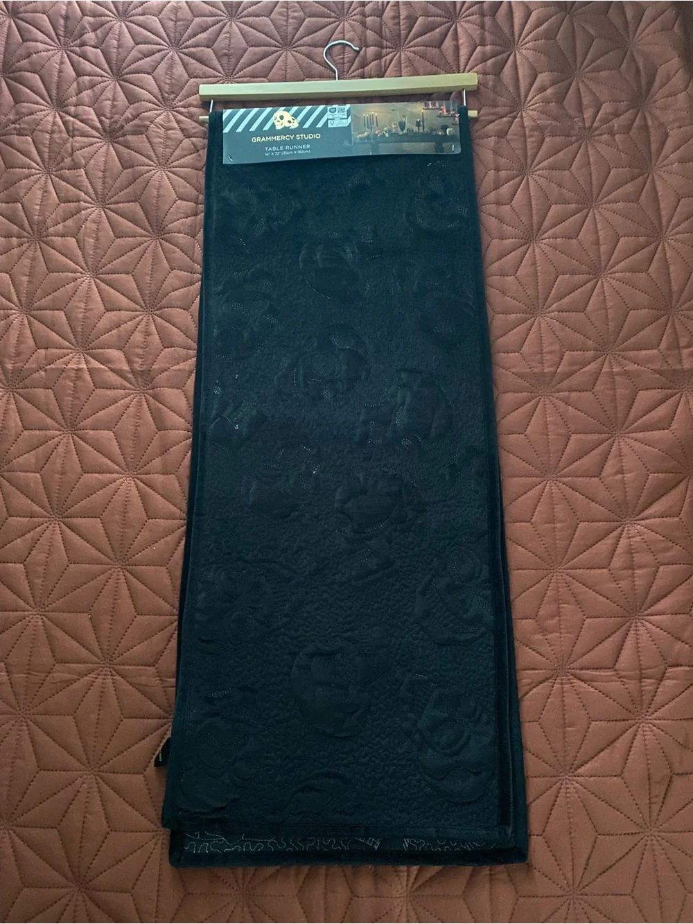 Grammercy Studio Black Embossed Floral Table Runner